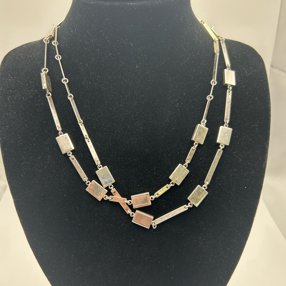 RLM SOHO (Robert Lee Morris) Silver Tone Modern long Necklace 36 inch